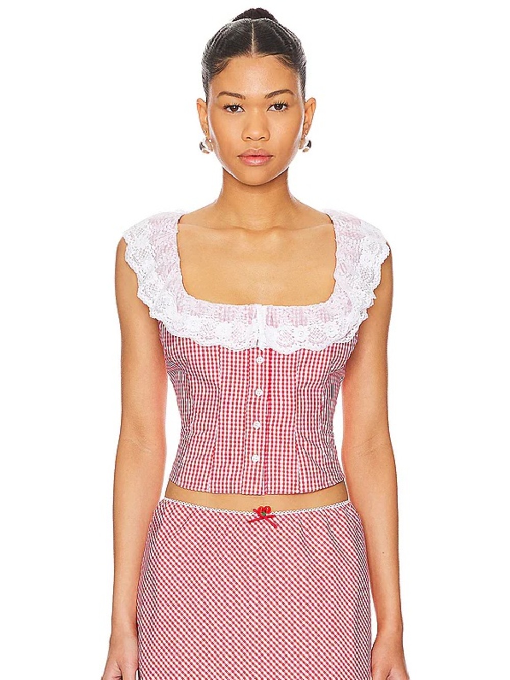 GUIZIO Gingham Paloma Top in Gingham Poppy